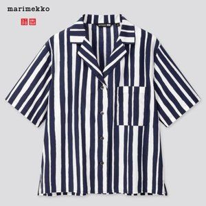 EUC Marimekko for Uniqlo Camp Shirt in Navy Stripe